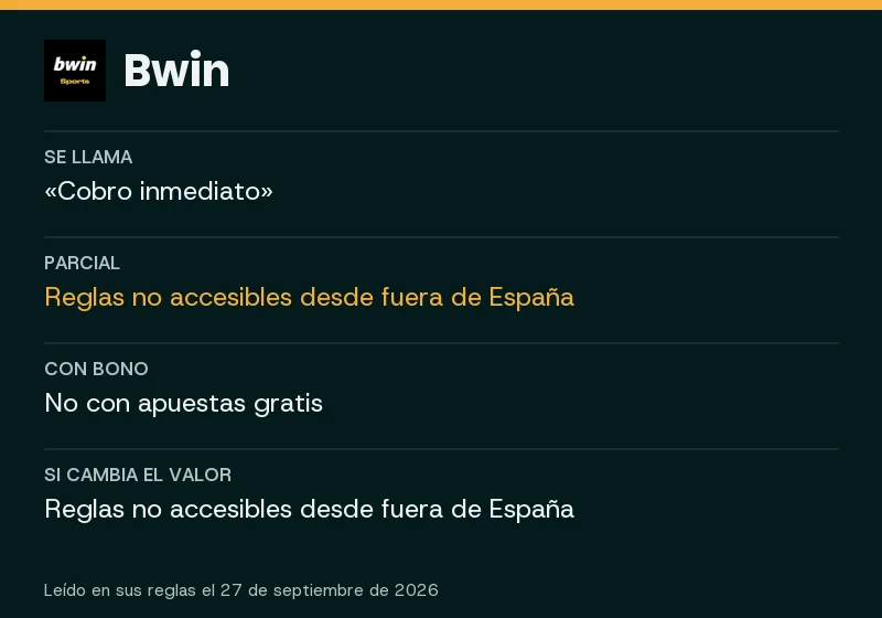 Cash out de Bwin: parcial, combinadas, bonos y qué pasa si cambia el valor